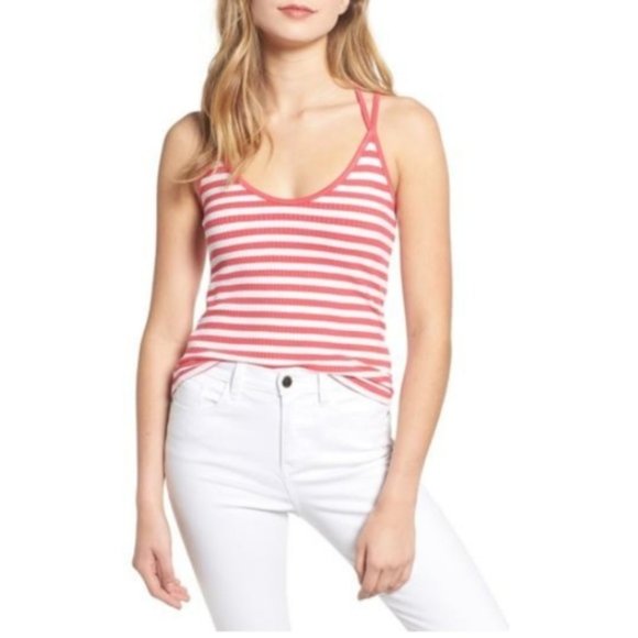 BP. Stipe Strappy Ribbed Camisole Top P1 - Picture 1 of 8